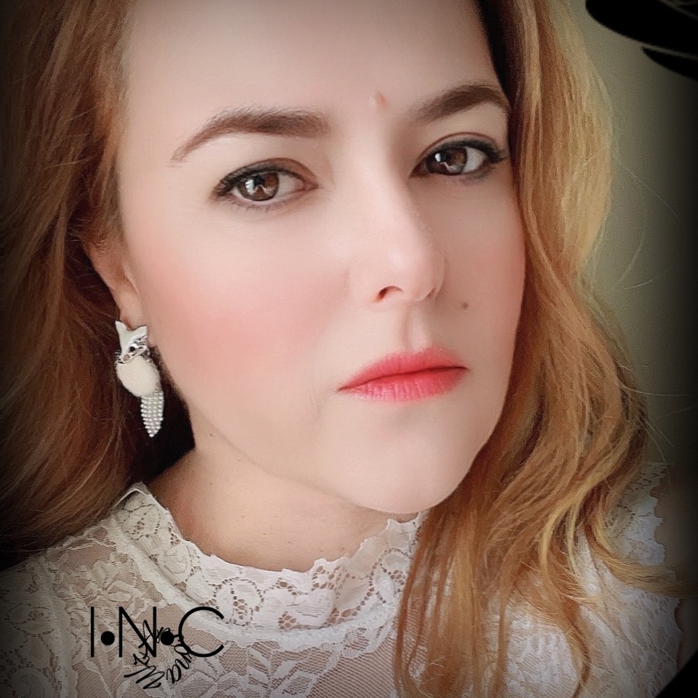 Fox dangle earrings INC silver/ white mini  pearls